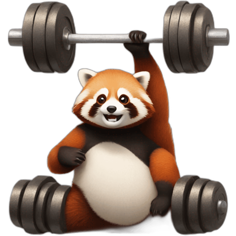 Red panda weight lifting a raccoon emoji