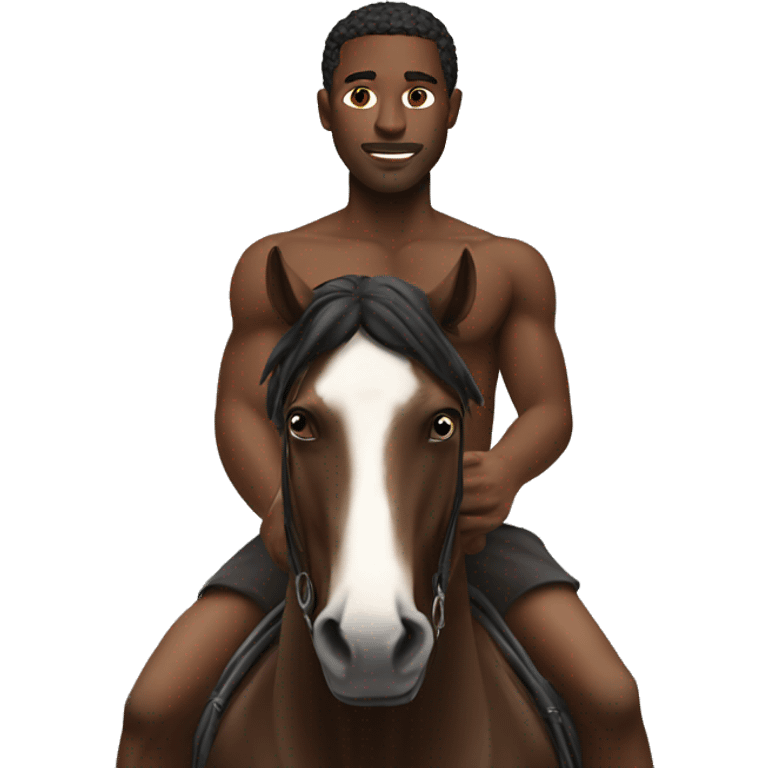 black man on a horse backwards with no shirt on emoji