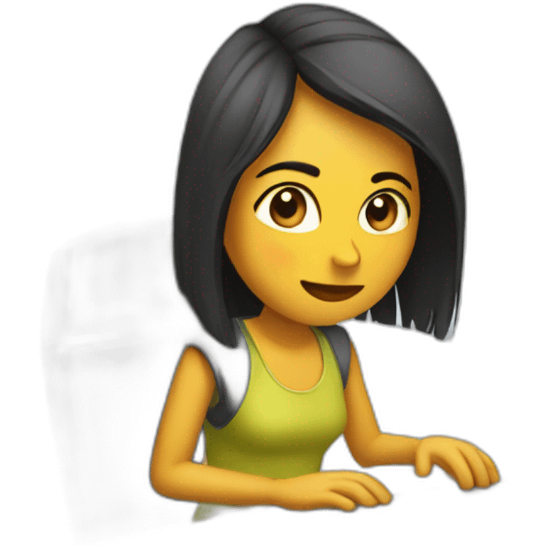 chica escribiendo computador emoji