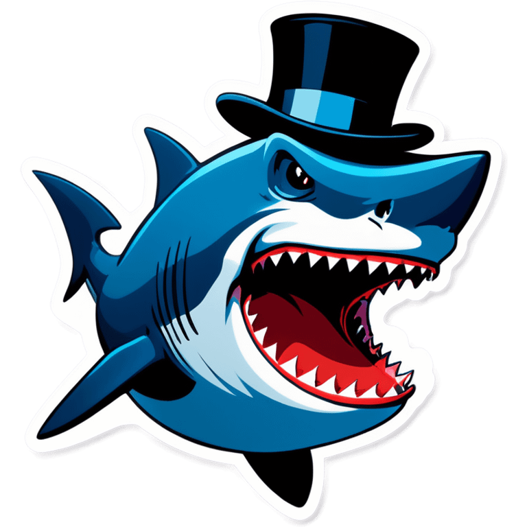 Shark with a top hat emoji