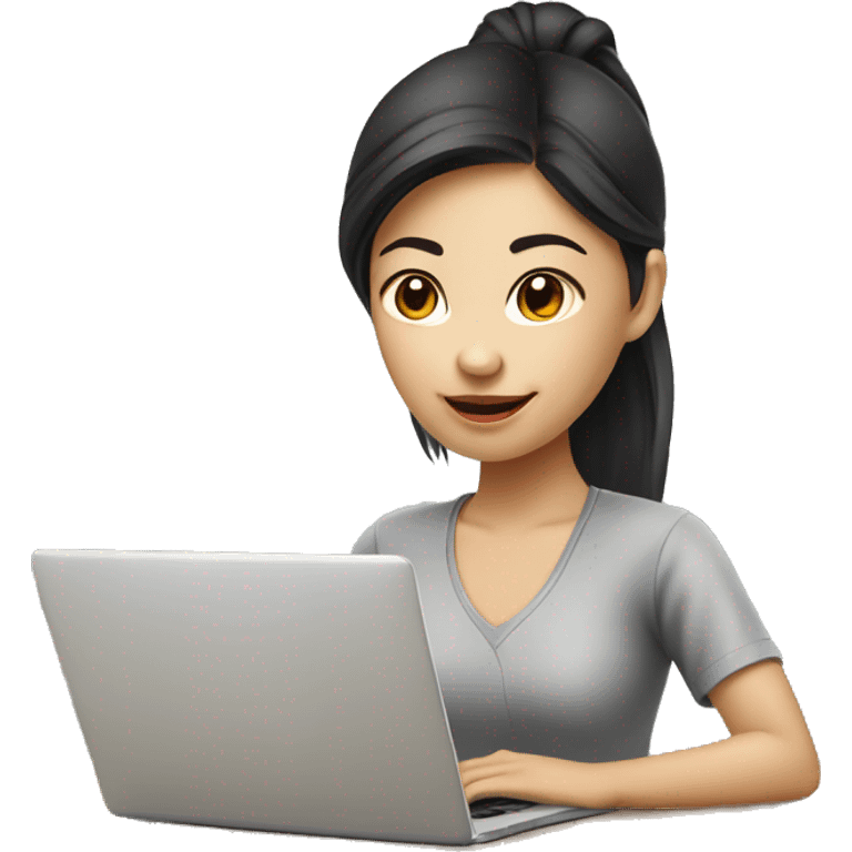 Graphic Designer asian girl with laptop emoji