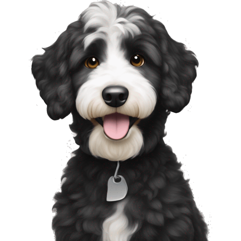 Black aussiedoodle with white muzzle emoji