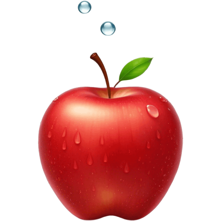 Cinematic crisp, shiny red apples, glistening under soft natural light, perfectly round with tiny water droplets, warm rich hues, highly detailed and fresh. emoji