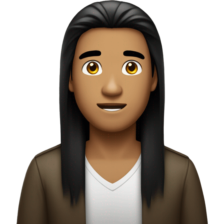 phillipino bronzed young man with long long straight black hair emoji