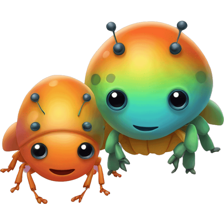 Two kawaii orange rainbow bugs with antanae emoji