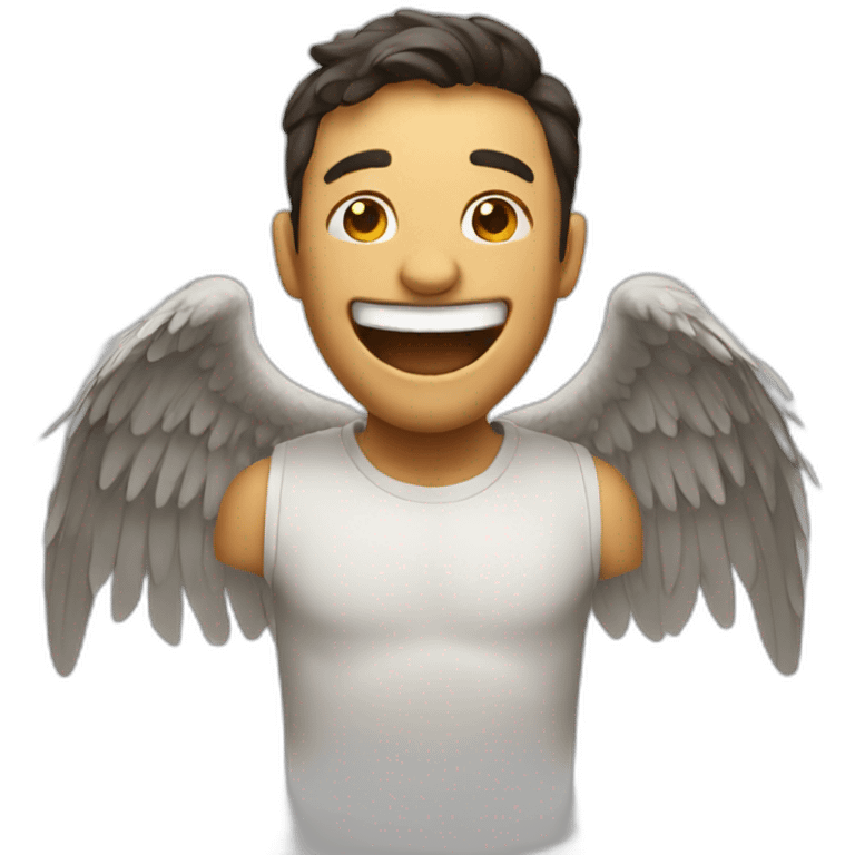 Man with wings laughing  emoji