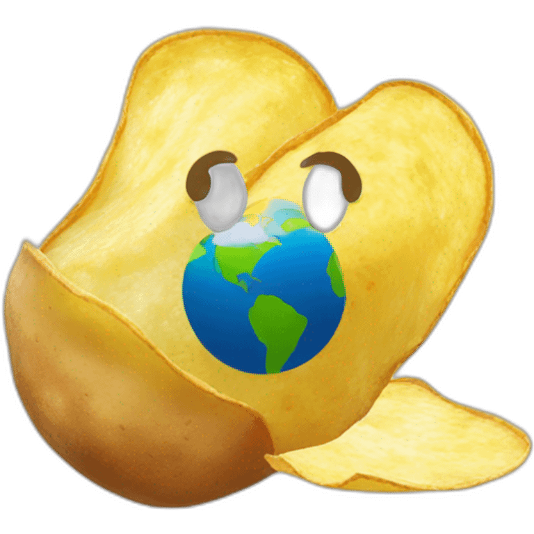 potato chips on the earth emoji