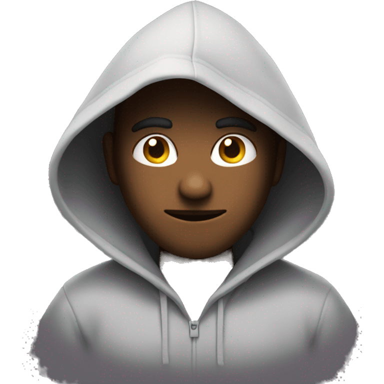 guy with a hoodie that shadows on his face which makes the face hide in the shadows emoji