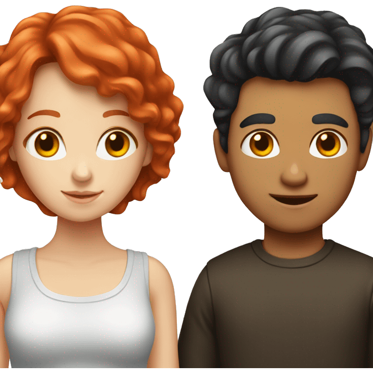 Red head girl and guy with dark hair couple emoji