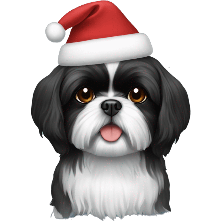 Black Shih Tzu Christmas emoji