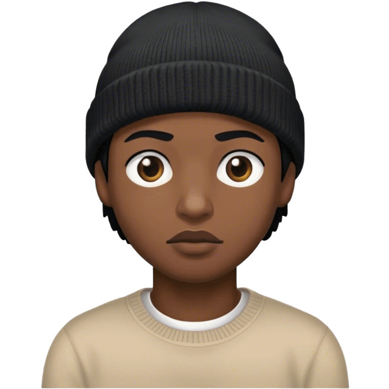 a black cylops whit black hair and a beanie emoji