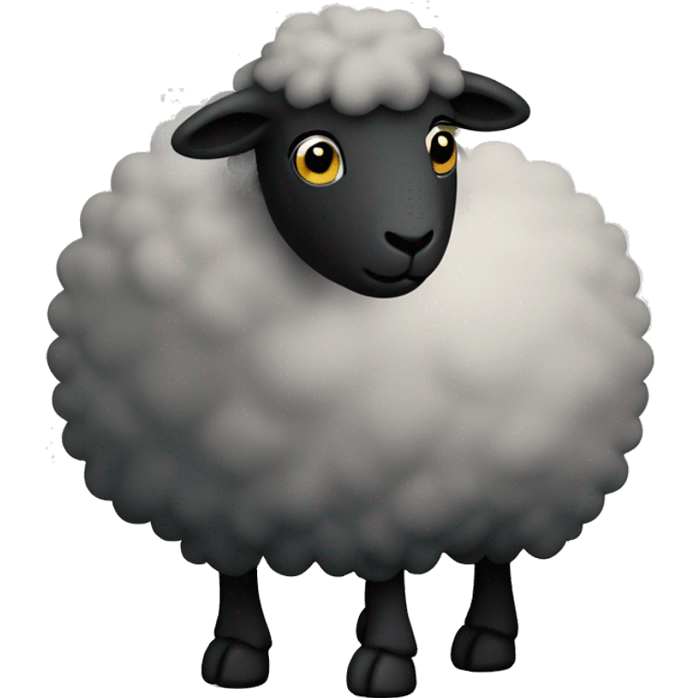 cute black sheep with black wool, looking left where you can see the whole body emoji