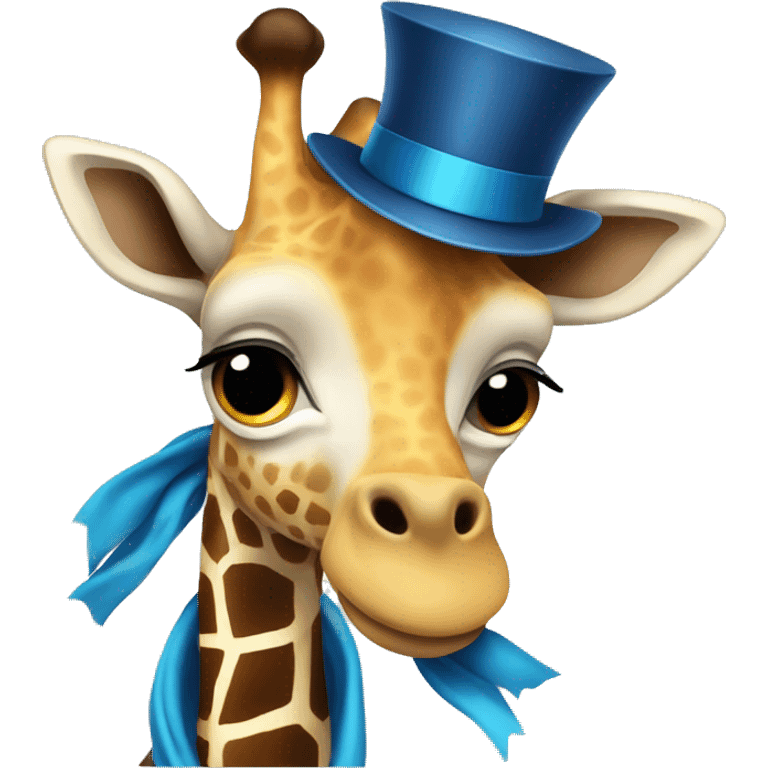 Giraffe with top hat and blue scarf emoji