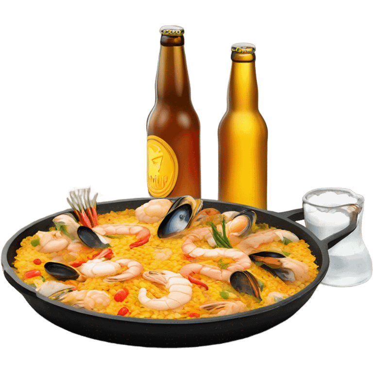 A beer cooking paella emoji