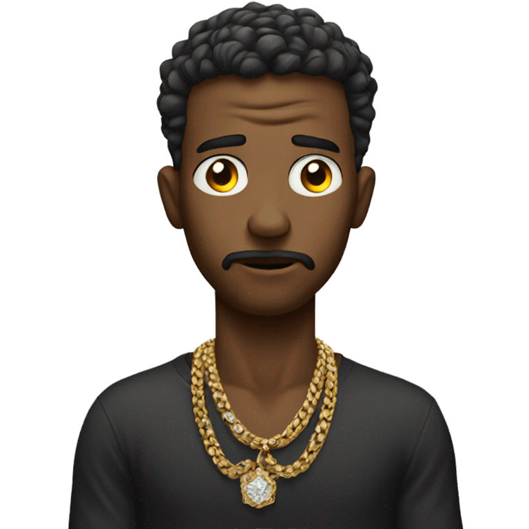 Stressed male portrait with jewelry emoji