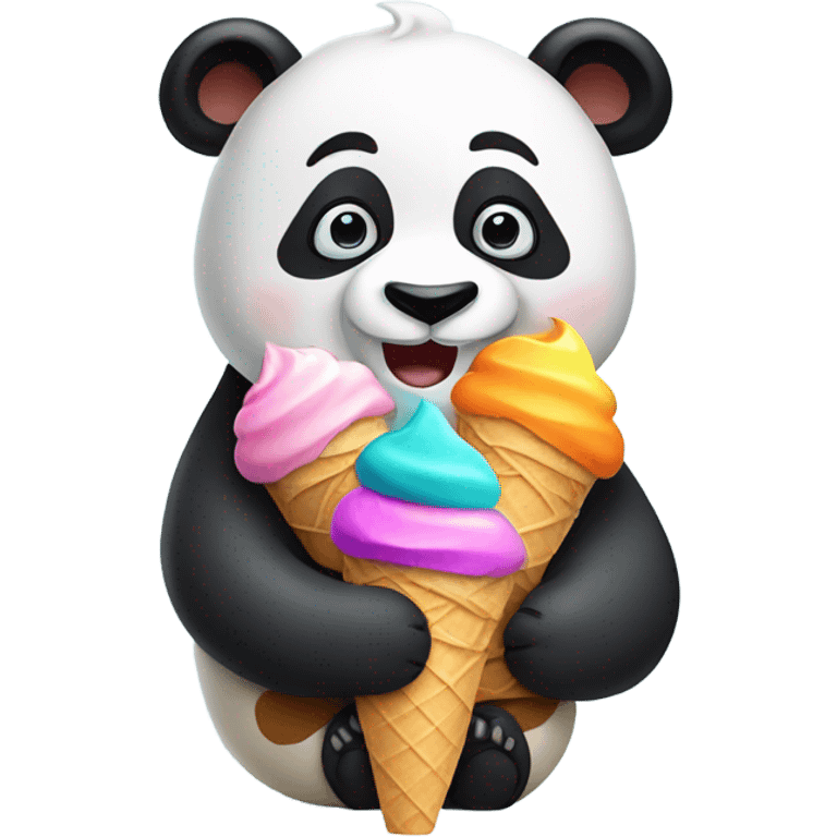 Panda eating ice cream emoji