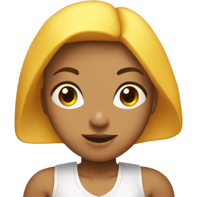 Boxing girl, yellow bob hair, white skin, red boxing gloves emoji