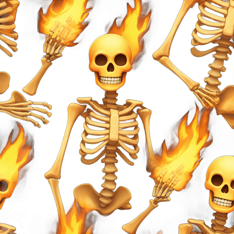 skeleton in flames emoji