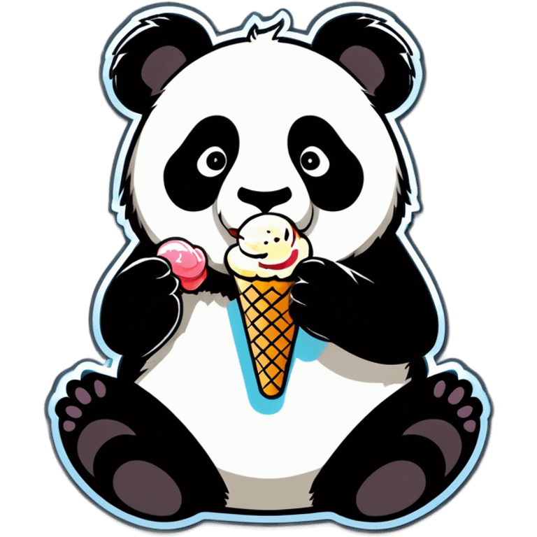 Panda eating ice cream emoji