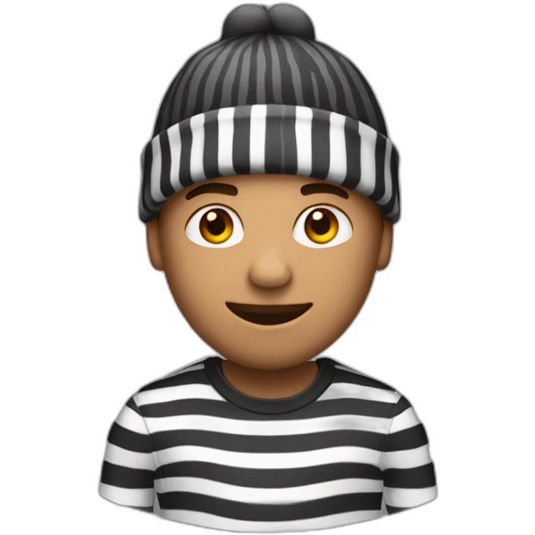 guy with beanie and black and white striped shirt emoji