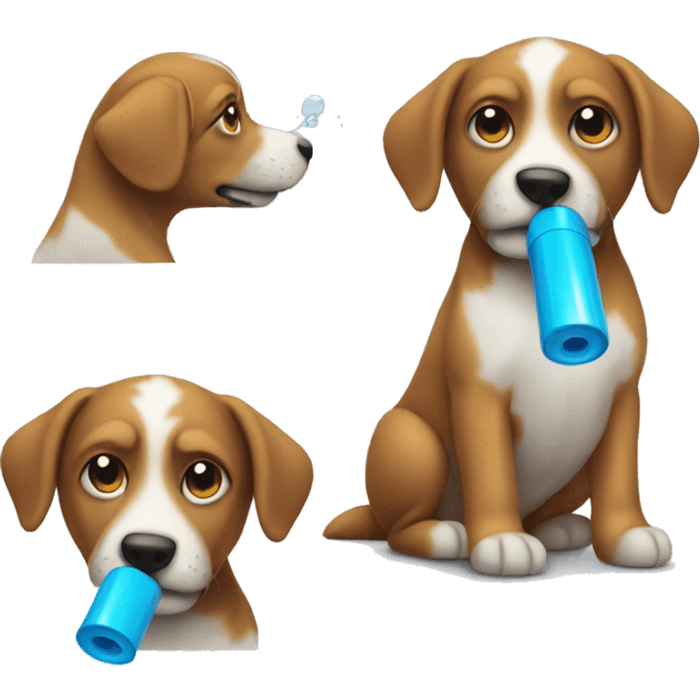 Make a dog with a water gun emoji