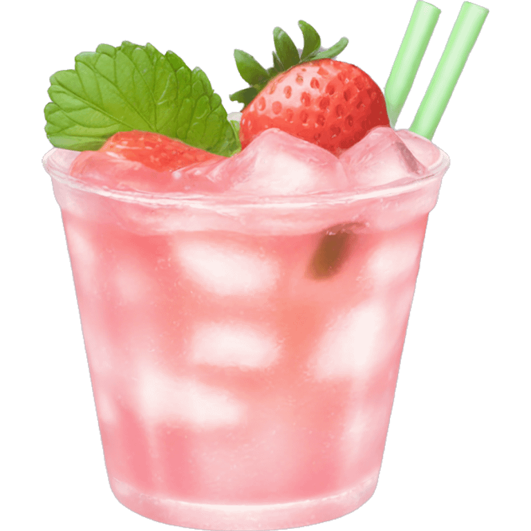 Pastel pink mojito strawberry  emoji