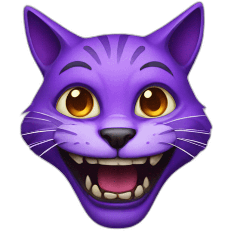 scary purple cat with full black eyes and a huge smiling mouth  emoji