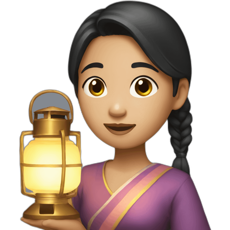 Thai girl with a lantern in her hand emoji