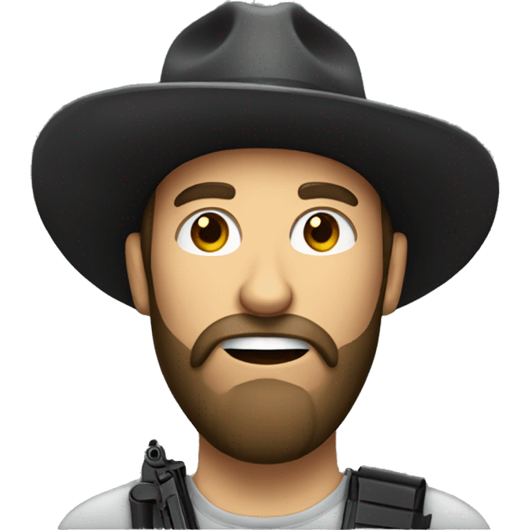 Bearded man with a gun and hat emoji