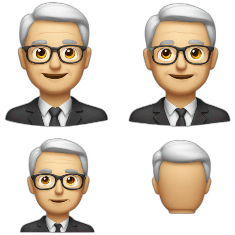 profesor de 50 años con cebello blanco rostro limpio emoji