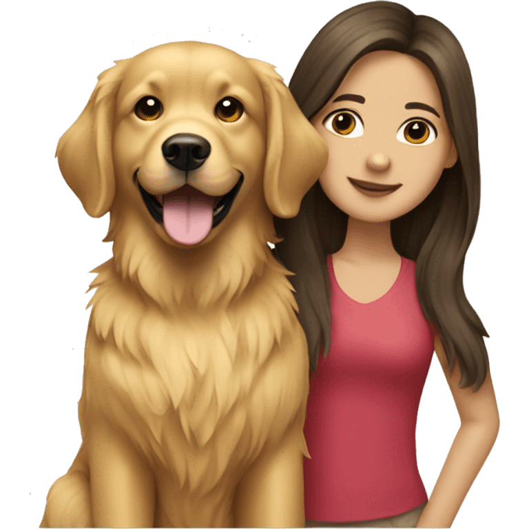 golden retriever with brunette girl  emoji