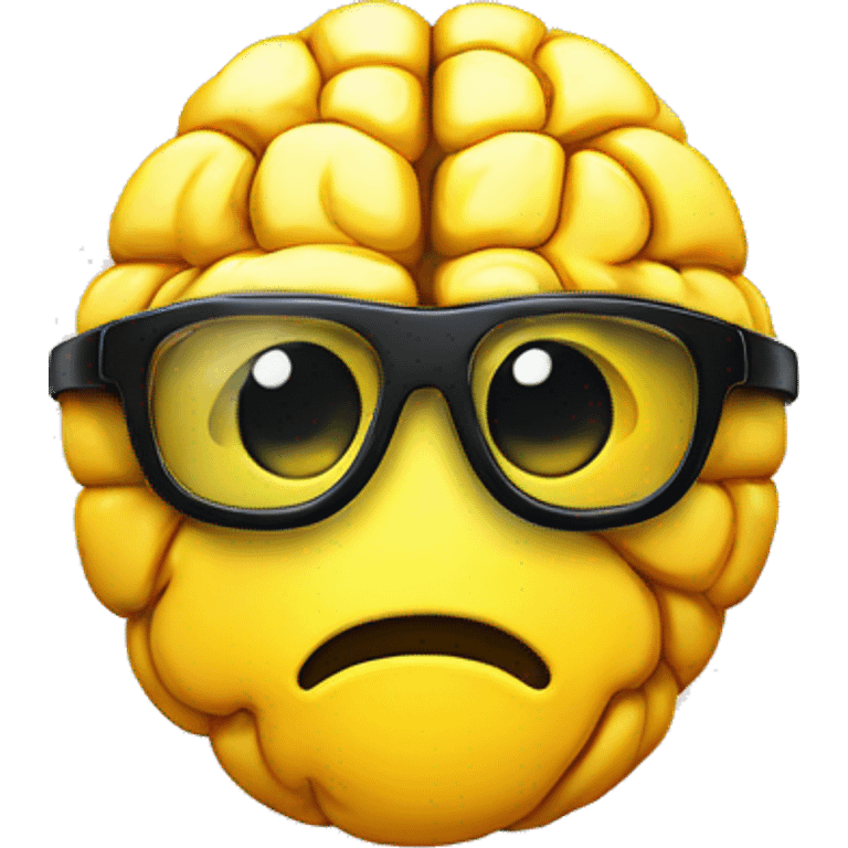 yellow emoji with a brain wearing black goggle emoji