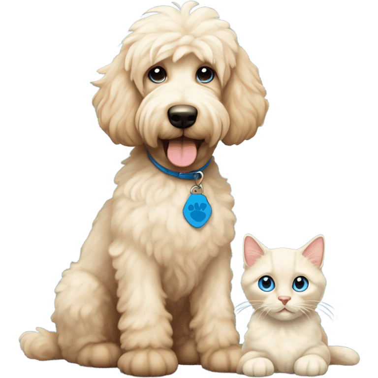 Goldendoodle with a Siamese cat emoji