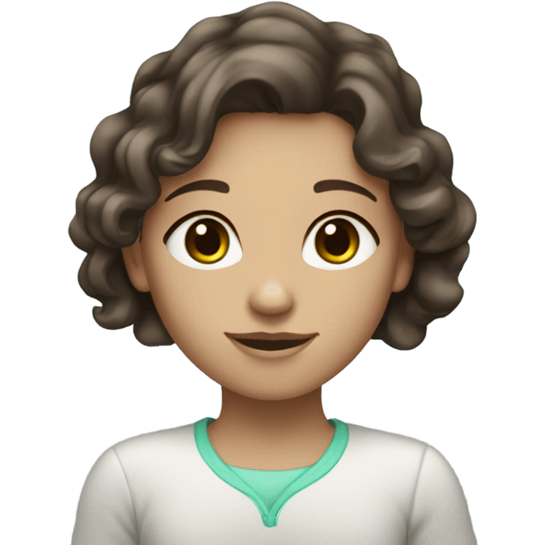 light blue green eyed girl with dark brown wavy hair fair skin tone emoji