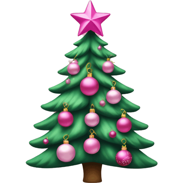 Christmas tree decorated in pink ornaments emoji