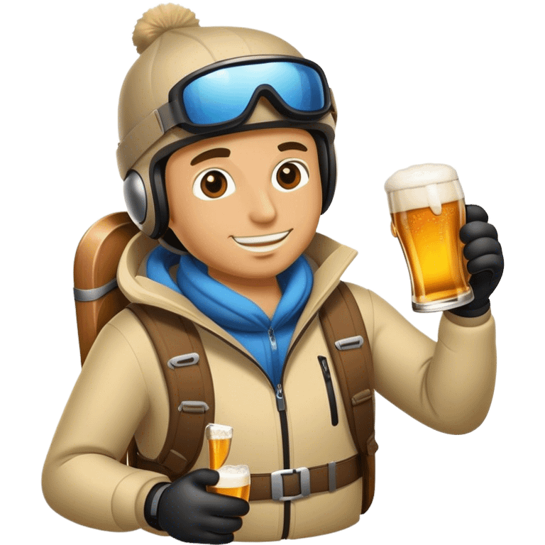 After-ski, a skier drinking beer emoji