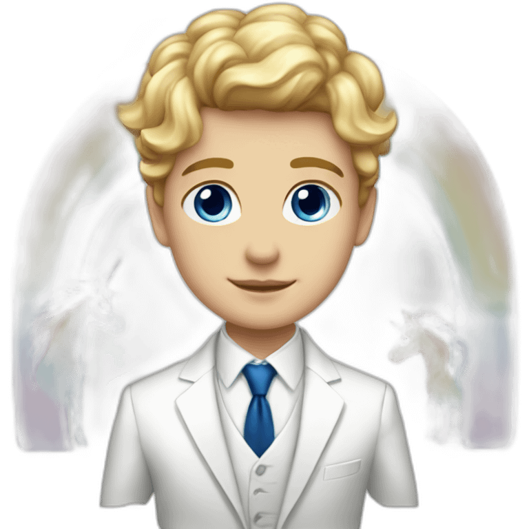 Posh-boy-with-white-suit-and-blue-eyes-and-rainbow-unicorn emoji