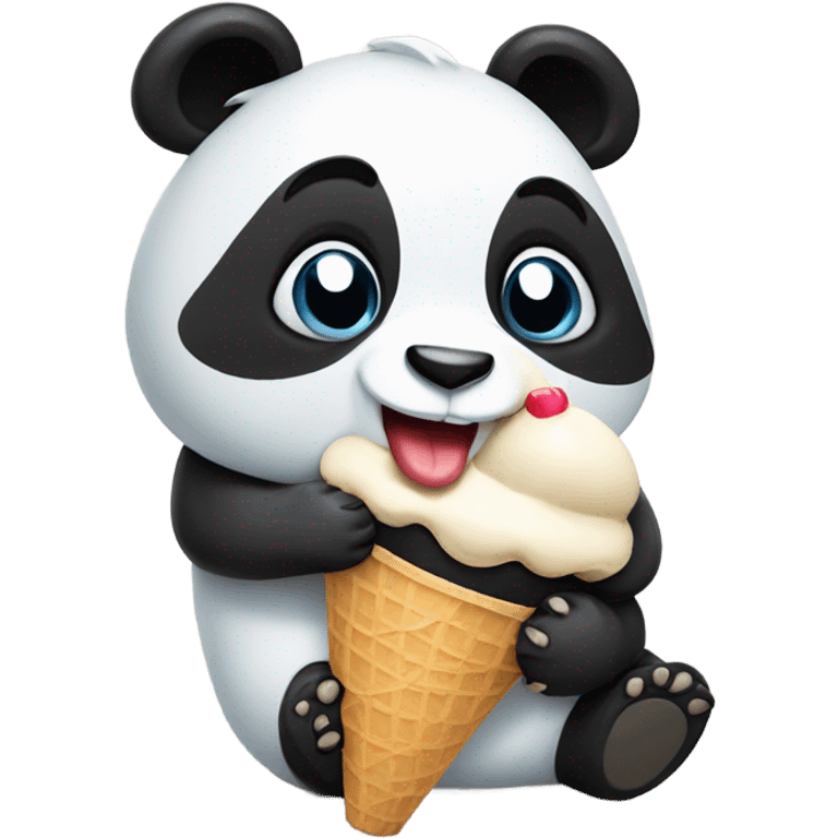 Panda eating ice cream emoji