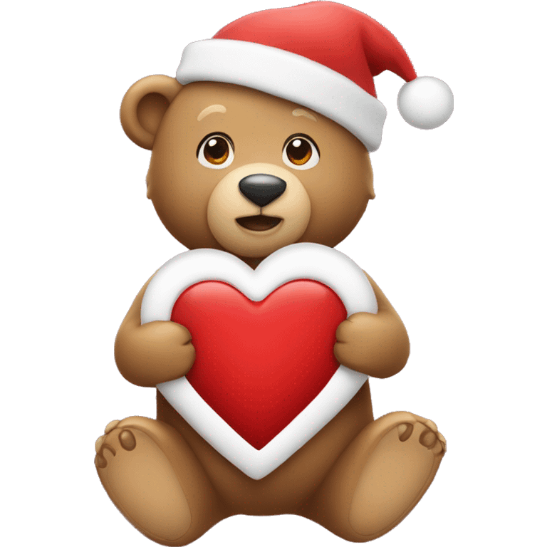 Christmas bear holding christmas heart with two hands emoji