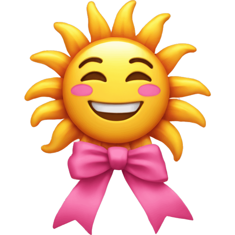 sun smiling with a pink bow  emoji