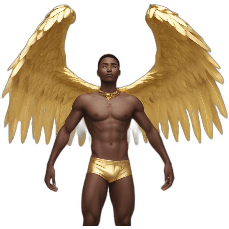 russel james, Bare belly, Wings, Choker, Bathed in shadows, FOV 90 degrees, short lighting, L USM, Cold Colors, gilded technique, extremely hyper aesthetic, absurdres emoji