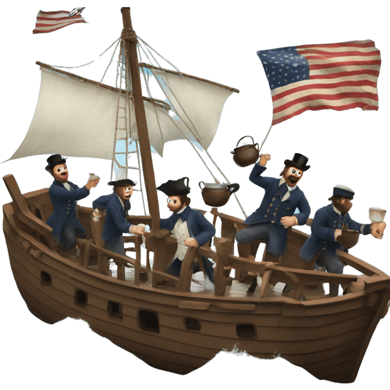 boston tea party, throwing tea overboard emoji