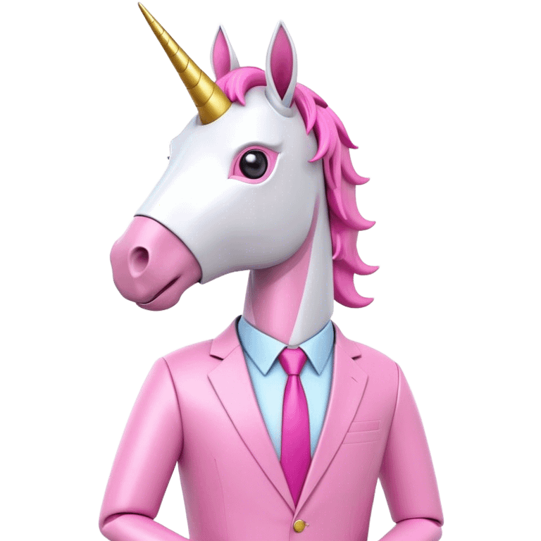 3d robotic office worker unicorn in all pink suit emoji