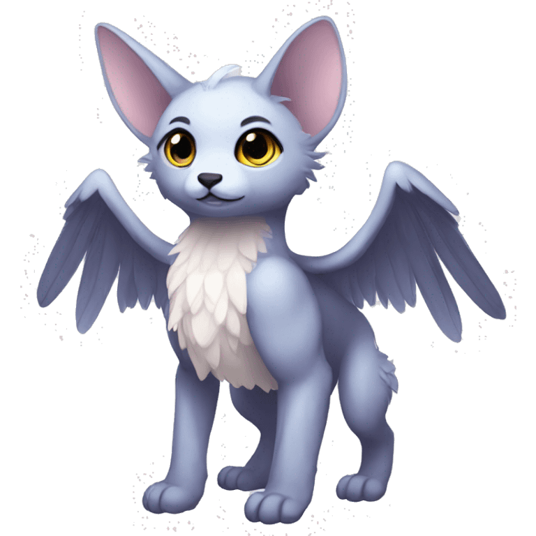 Anthro shy cute kawaii winged animal hybrid full body emoji