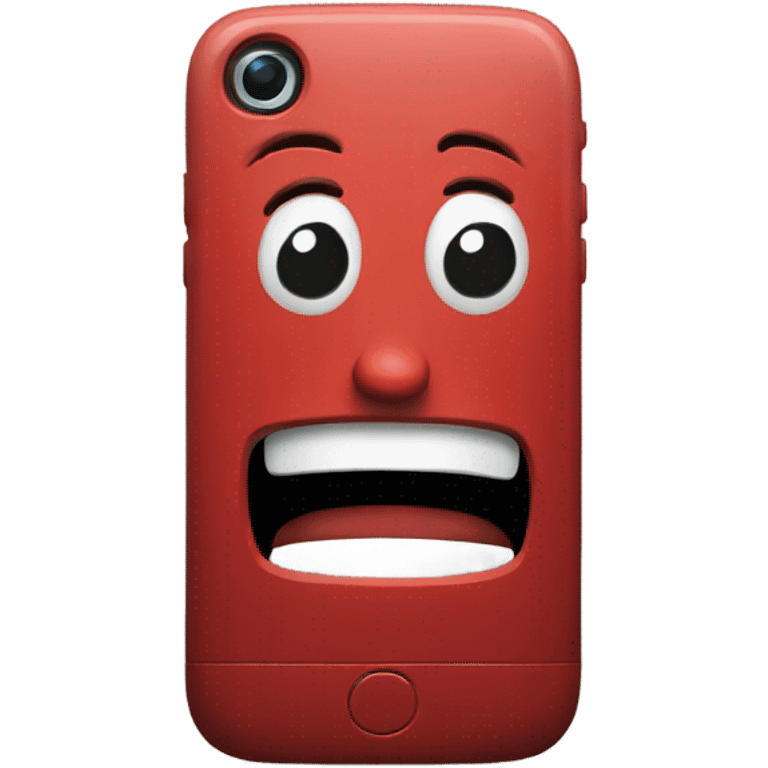 Red smartphone nervous emoji