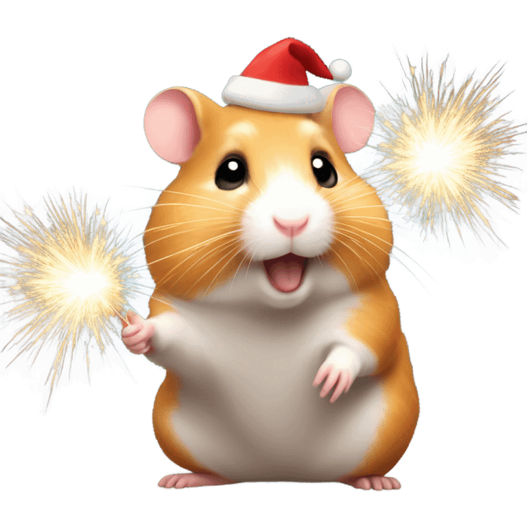 Christmas hamster with sparkler emoji