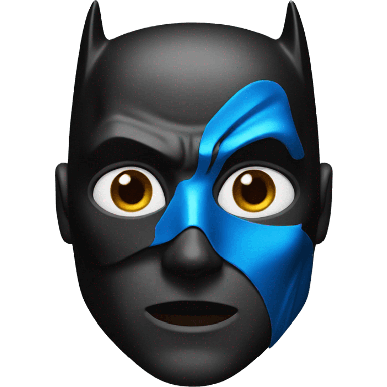 Dark Batman face mask with blue eyes and black Color skin  emoji