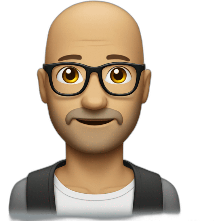 bald man with a beard and squared black glasses emoji