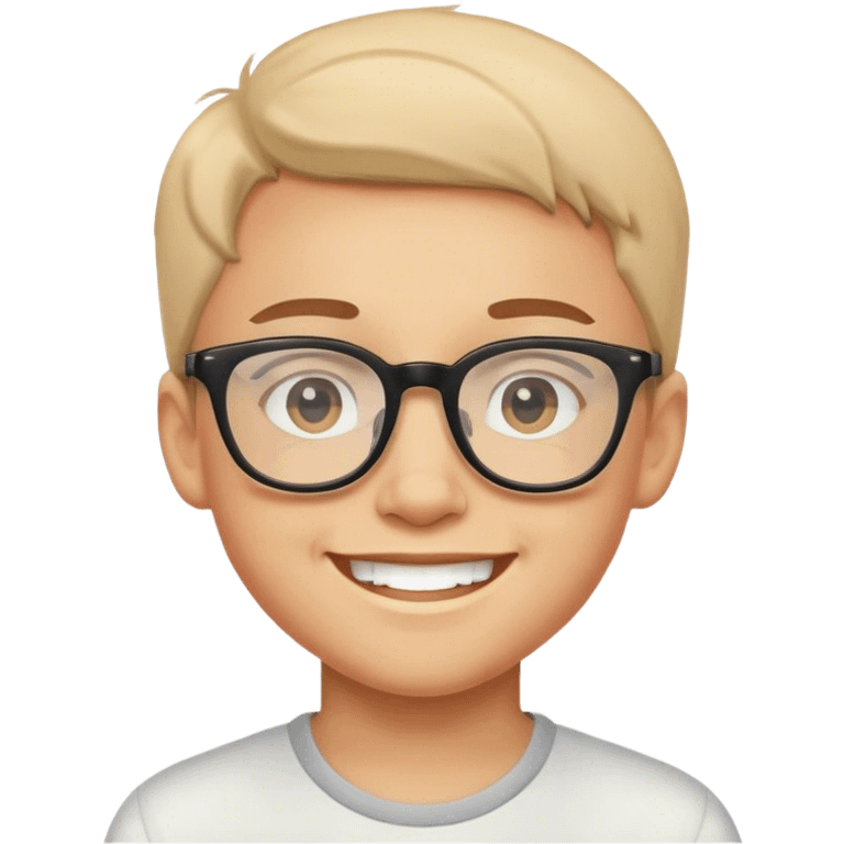 smiling boy with glasses indoors emoji