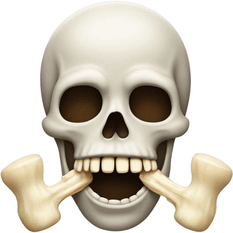 Emoji with bone in it’s mouth emoji